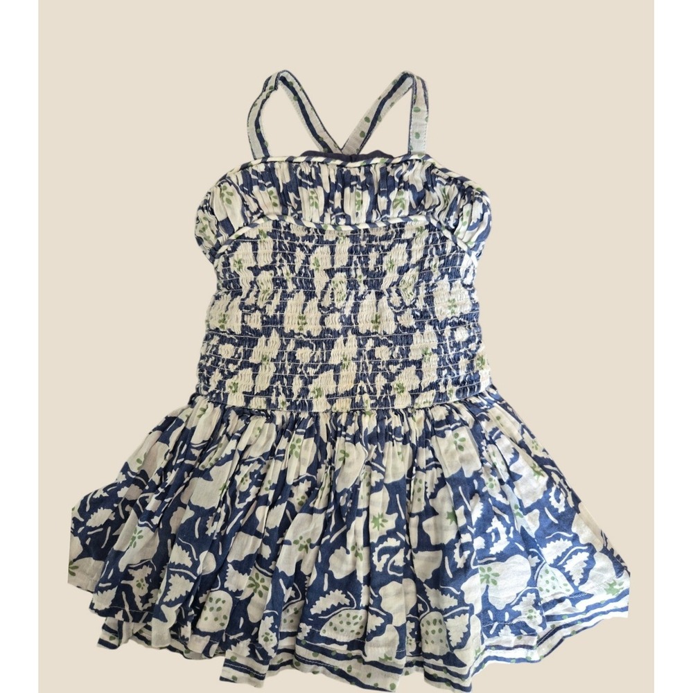 Stella McCartney Kids Blue White Floral Smocked Cotton Sundress Size 3Y